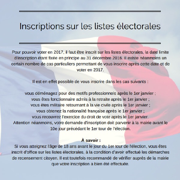 Inscriptions sur les listes électorales